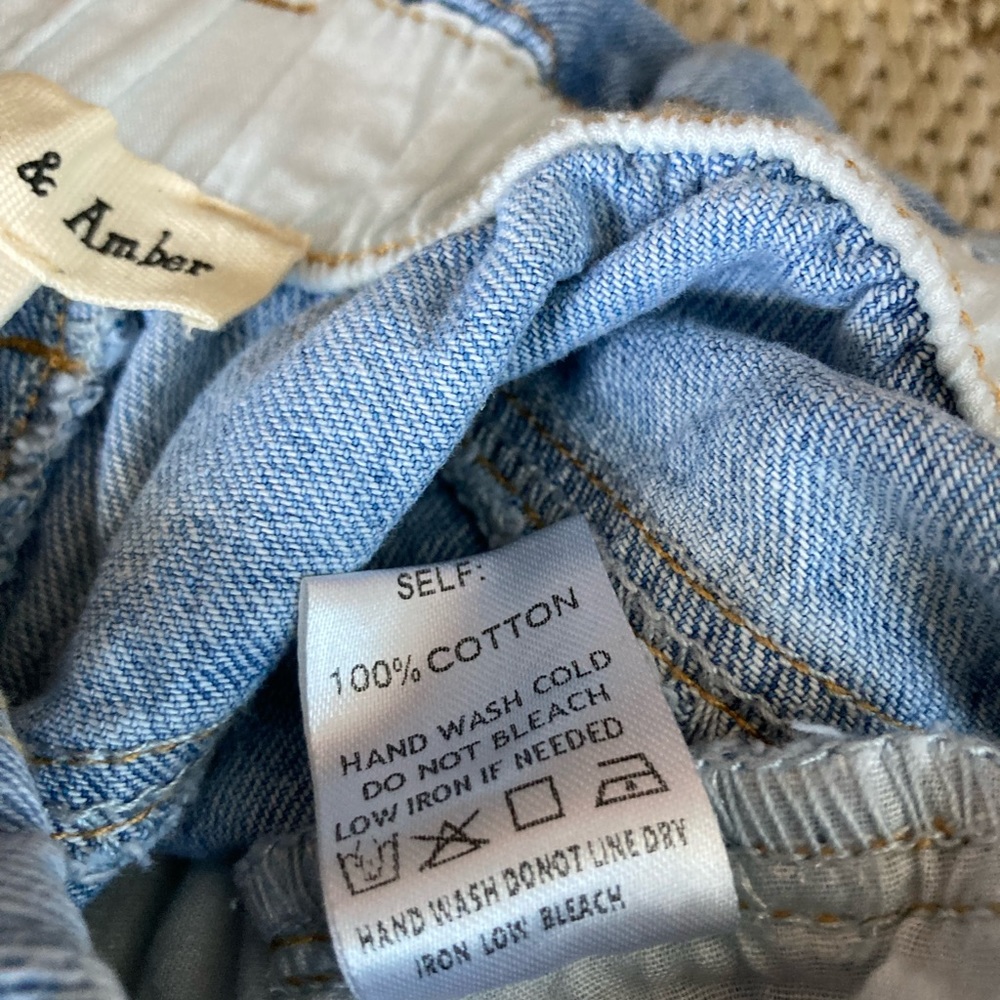 Aaron & Amber Light Denim Washed Distressed High Waist Shorts Size M - Picture 8 of 8